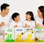 Ilustrasi keluarga minum susu Ostofit
