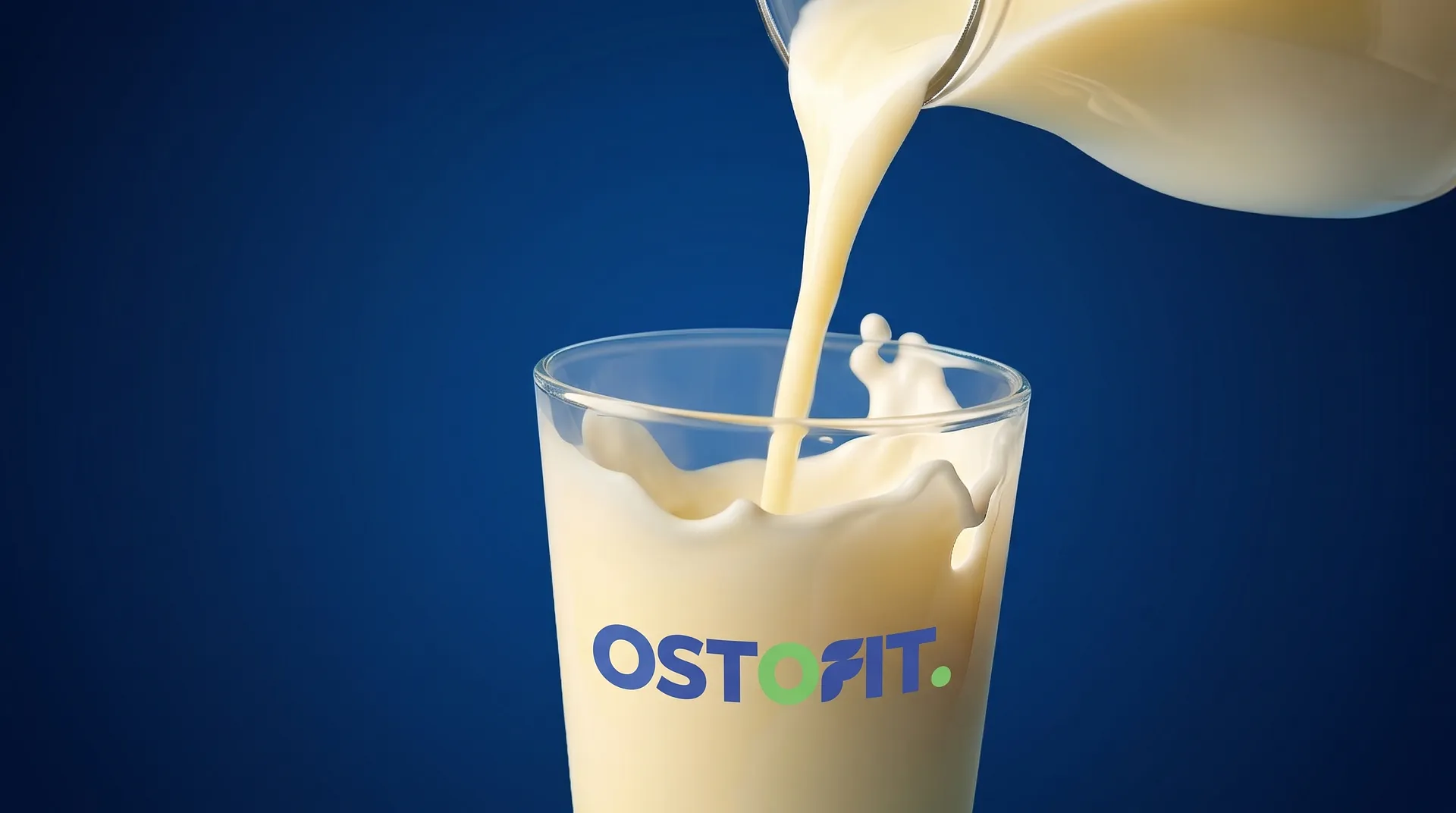 Ilustrasi susu herbal dengan logo Ostofit