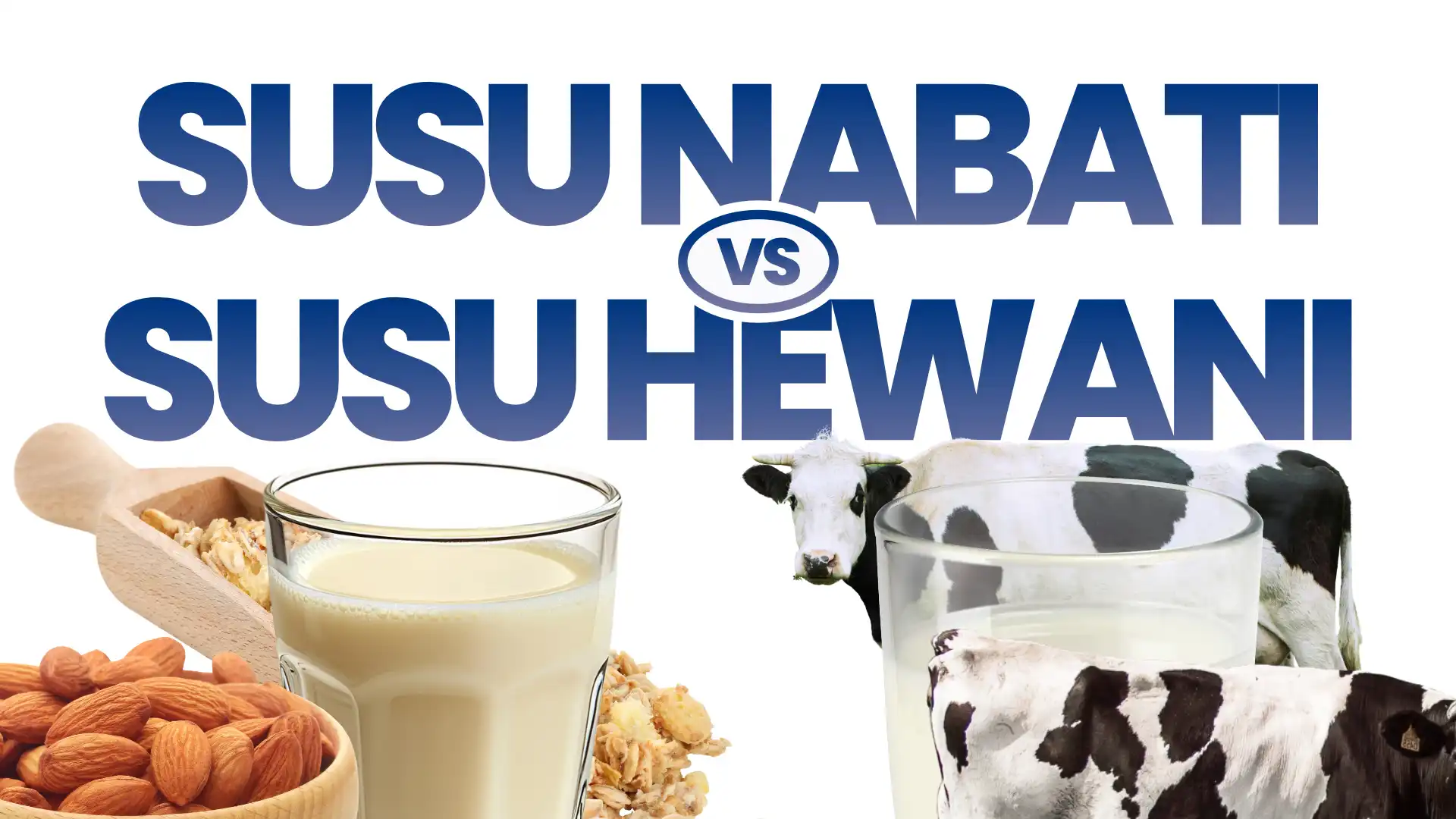 Perbandingan antara susu nabati berbahan bahan dasar almond, oat, atau kedelai dengan susu hewani dari sapi atau kambing.